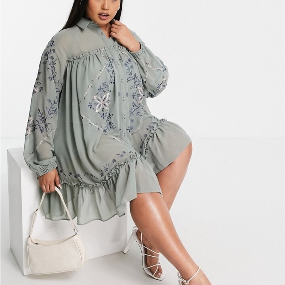 Asos Curve Design Curve Soft Mini Smock Shirt Dre… - image 4